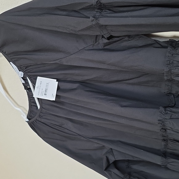 NWT One One Six Black Long Balloon Sleeve Tiered Poplin A-line Dress Farmhouse - Picture 2 of 8